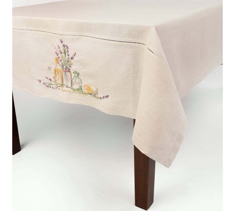 Embroidered tablecloth "Lemon and Lavender"