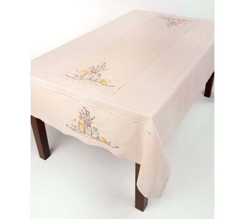 Embroidered tablecloth "Lemon and Lavender"