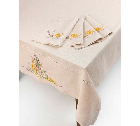 Embroidered tablecloth "Lemon and Lavender"