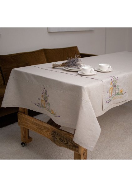 Embroidered tablecloth "Lemon and Lavender"