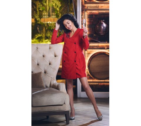 Embroidered wrap dress