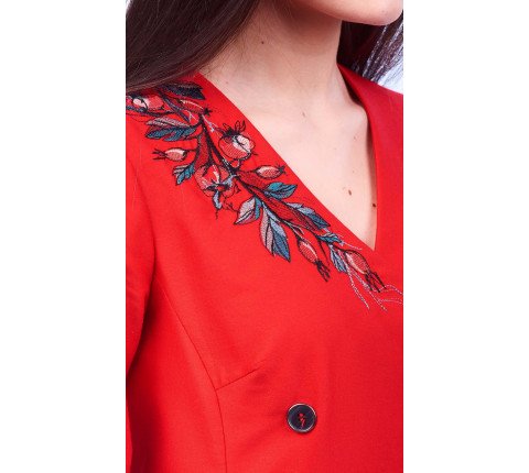 Embroidered wrap dress