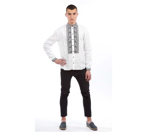 Men's embroidered shirt "Black on White"