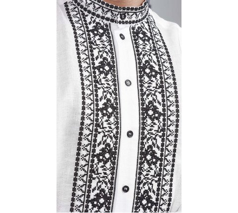 Men's embroidered shirt "Black on White"