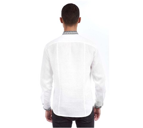 Men's embroidered shirt "Black on White"