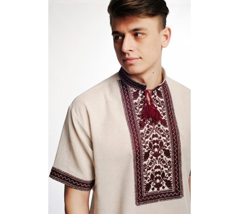 Men's embroidered shirt "Bordeaux"