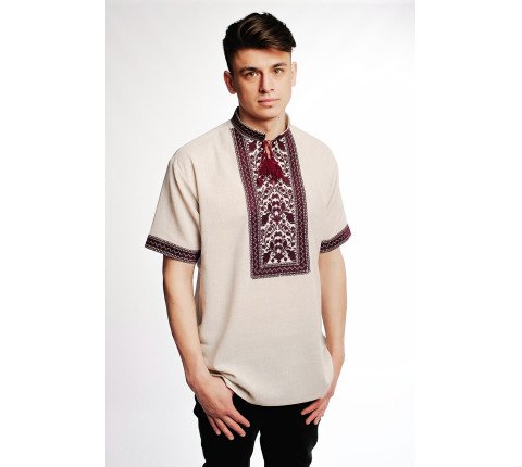 Men's embroidered shirt "Bordeaux"