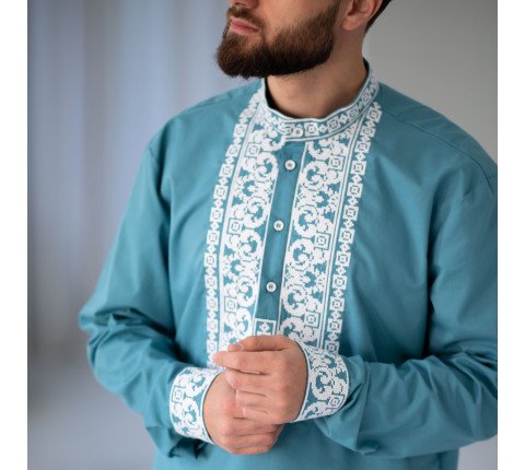 Men's embroidered shirt "Blue"
