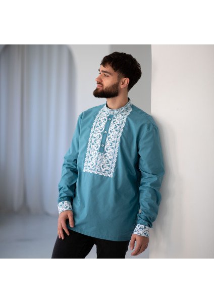 Men's embroidered shirt "Blue"