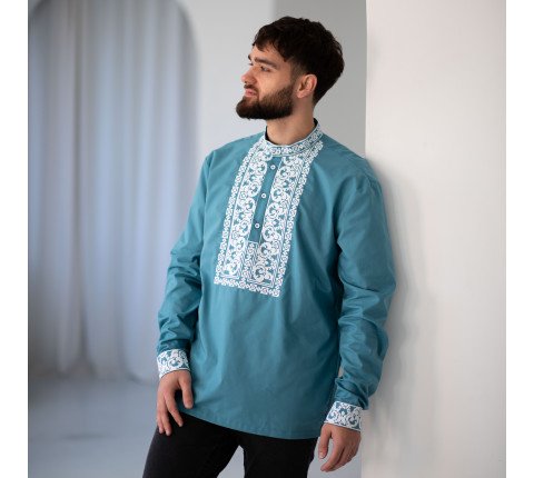 Men's embroidered shirt "Blue"