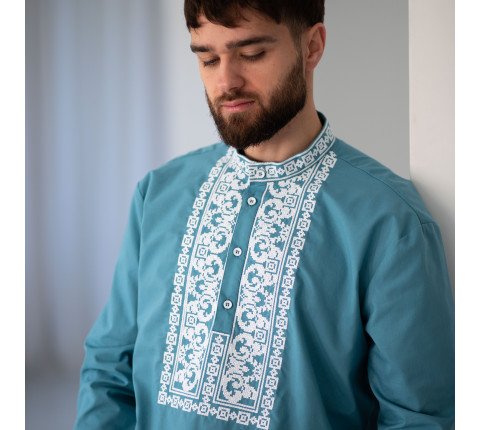Men's embroidered shirt "Blue"