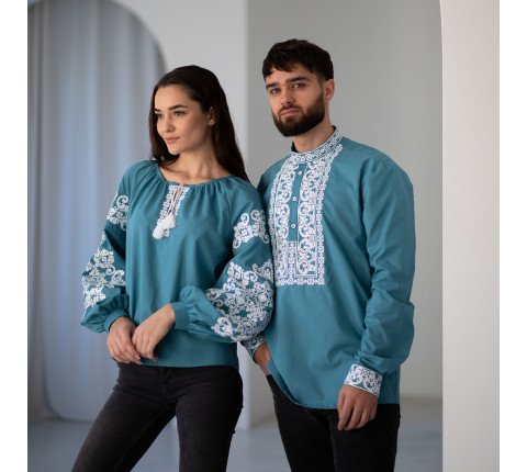 Men's embroidered shirt "Blue"