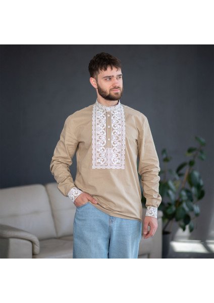 Men's embroidered shirt "Beige"