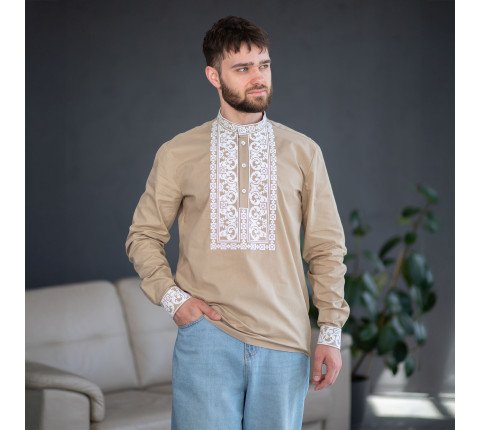 Men's embroidered shirt "Beige"