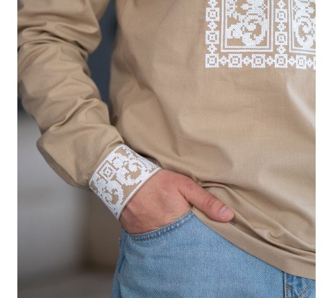 Men's embroidered shirt "Beige"